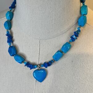 Blue Heart Pendant Necklace